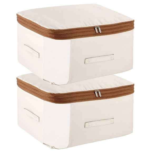 Large Canvas Clothes Storage Bags with Thick Handles and Clear Window, Blanket Storage, Comforter Storage, Bedding Storage Bags with Zipper, Storage for Quilts Clothes Collapsible