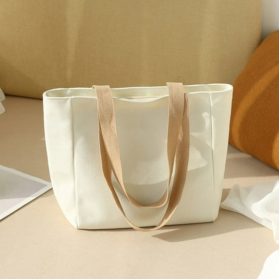 Large Canvas Crossbody Tote Bag - Laptop Compatible Shoulder Bag with Magnetic Closure for Work, Commuting & Travel(Beige,A)