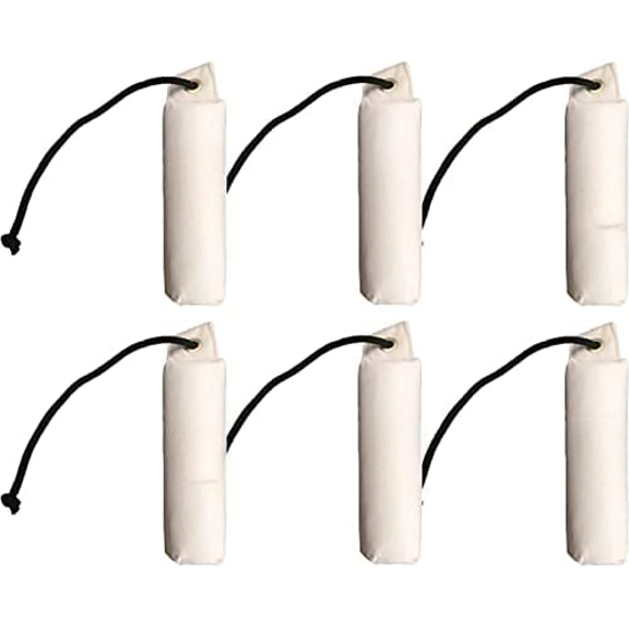 Large Canvas Dog Training Bumper with Throw Rope 6 Pack - Weighted Dog Retrieving Dummy - White - Duck Dog Hunting Dog Retrieving Dummy - Dog Training Tool - Holds Scent - Floats - 6 pcs$$Other