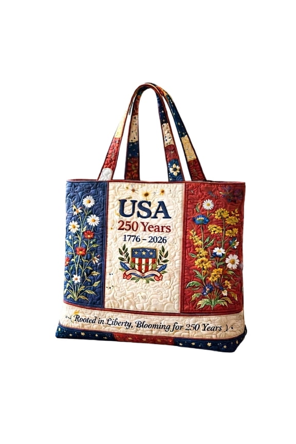 Large Canvas Tote Bag, American 250Th Anniversary Flag Print, Cotton Reusable Grocery Tote, 250Th Anniversary Gift Bag, Patriotic Usa 250 Years Commemorative Tote Bag