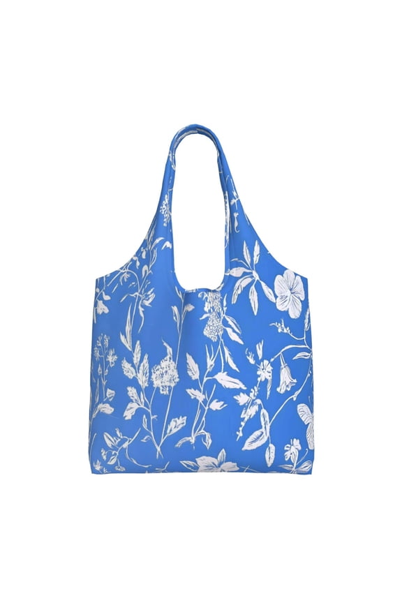 Large Canvas Tote Bag For Women Men Soft Shoulder Bag Lightweight For Groceries Work Commute Travel Reusable Shopping Bag Flowers (7)