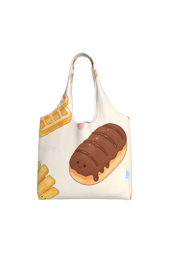 Large Canvas Tote Bag For Women Men Soft Shoulder Bag Lightweight For Groceries Work Commute Travel Reusable Shopping Bag Freshly Baked
