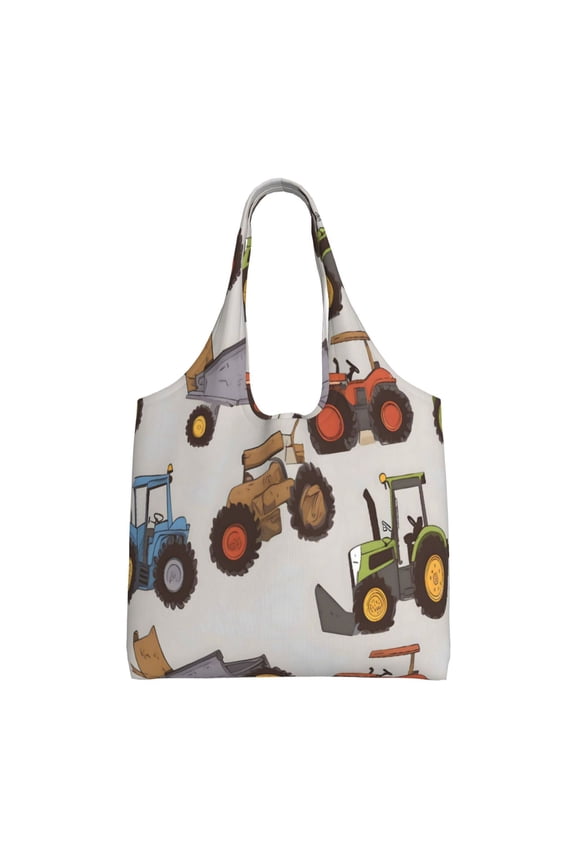 Large Canvas Tote Bag For Women Men Soft Shoulder Bag Lightweight For Groceries Work Commute Travel Reusable Shopping Bag Tractor-Trailer Truck