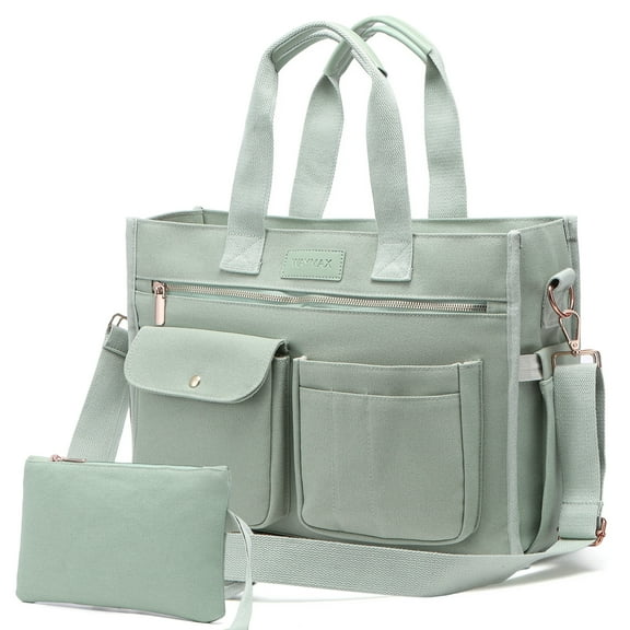 Large Canvas Tote Bag Set for Women, Work Teacher College Travel Shoulder Handbags, Crossbody Laptop Purse