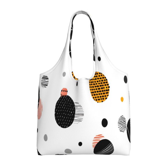 Large Canvas Tote Bag For Women Men Soft Shoulder Bag Lightweight For Groceries Work Commute Travel Reusable Shopping Bag Geometric Sports Balls Minimalist Vector White Background