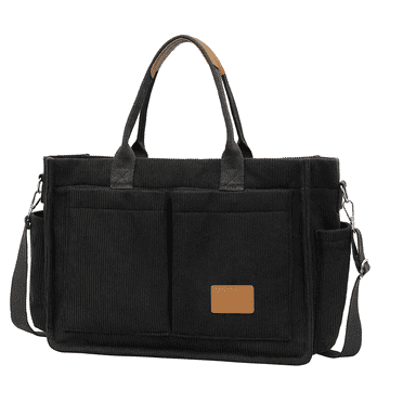 Large Canvas Tote Bag for Women, Travel Duffel Bag, Crossbody Work Book Bible Messenger Purse Handbag w/2 Side Pockets/Wet Pocket, Value Gift for Women or Girls, Black