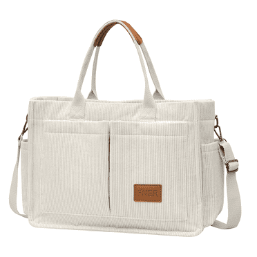 Large Canvas Tote Bag for Women, Travel Duffel Bag, Crossbody Work Book Bible Messenger Purse Handbag w/2 Side Pockets/Wet Pocket,  Value Gift for Women or Girls, Off-white