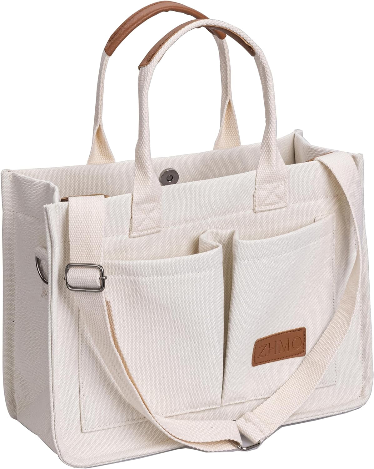 Large Canvas Tote Bag for Women With Pockets,Laptop Crossbody Purses Everything Everyday Bag Handbags for Work Beach Gym