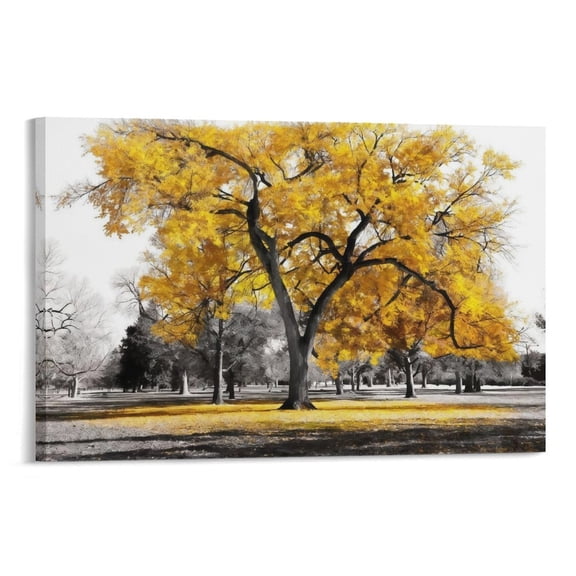 Large Canvas Wall Art, Beautiful Living Room and Bedroom Framed Art, Quality Picture Prints for Walls, Nature Design, Large Tree Yellow Leaves, Print for Special Occasions