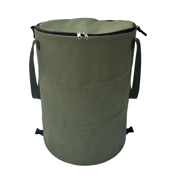 Large Capacity 10 Gallon Foldable Trash Can, Staron Heavy Duty Portable Outdoor Garbage Bin with Cover, Collapsible Camping Storage Container for Home Fishing Beach Picnic, Army Green