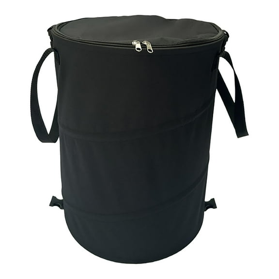 Large Capacity 10 Gallon Foldable Trash Can, Staron Heavy Duty Portable Outdoor Garbage Bin with Cover, Collapsible Camping Storage Container for Home Fishing Beach Picnic, Black