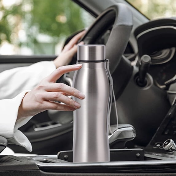 Large Capacity 1000ML Stainless Steel Water Bottle, Staron Leak Proof Car Outdoor Sports Kettle with Sealed Lid, Portable Insulated Layer Bottle for Hiking Cycling Desk Work, Silver