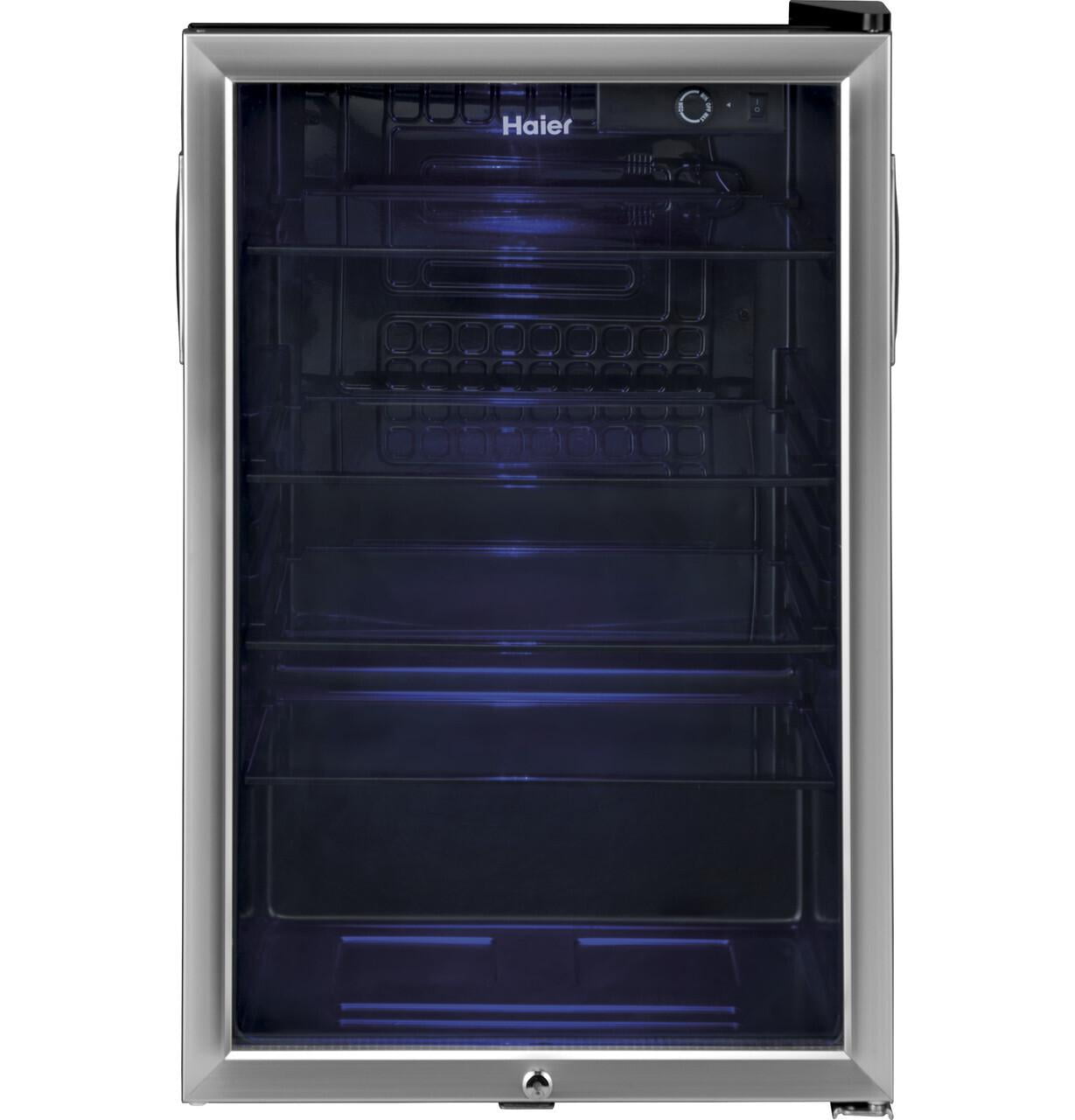 Compact Stainless Steel Freestanding Beverage Cooler with Glass Door