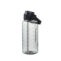 Large Capacity 2 Liter Water Bottles with Time Marker Leakproof Flip Top Lid, Clear Water Bottle for Office and Outdoor Sports Black