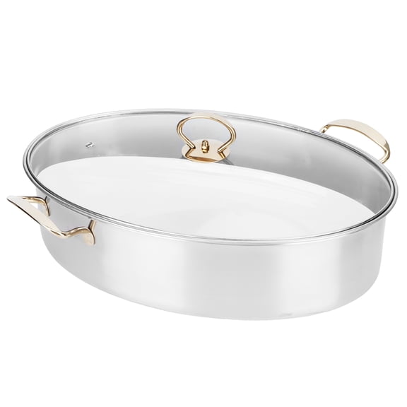 Large Capacity 304 Stainless Steel Oval Fish Steaming Pot Set, 15.2 inches / 38.7 cm