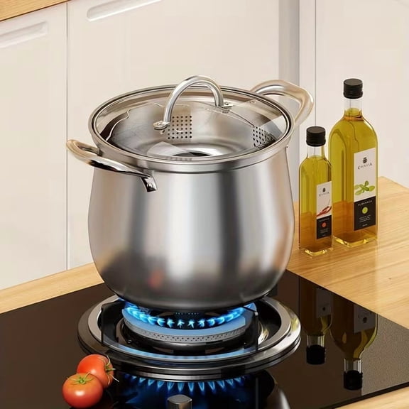 Large Capacity 304 Stainless Steel Soup Pot, Thickened Stew Pot for Induction, Gas & Electric Stoves, Heavy-Duty Stock Pot for Family Meals