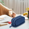 thumbnail image 1 of Large Capacity 4-Compartment Solid Pencil Case for Adults - Multifunctional Office Supply Organizer Dirt-Resistant Storage Pouch(Navy), 1 of 5