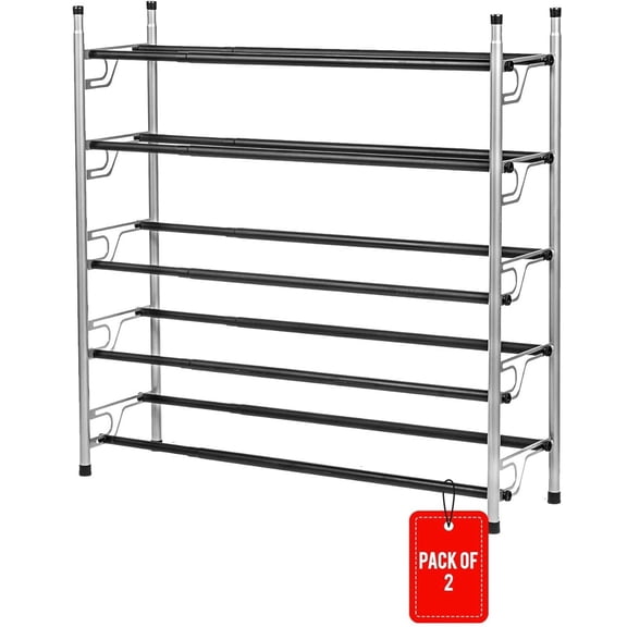 Large Capacity 5 Tier Shoe Rack, 20 Pairs Shoe Storage Organizer, Space-Saving Shoe Rack for Entryway, Free Standing Shoe Storage Shelves, Closet Shoe Organizer & Storage, Black Shoe Rack