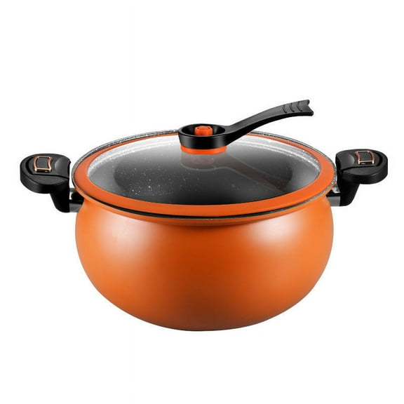 Large Capacity 8 Liter Stone Micro Pressure Cooker Pot 28Cm Diameter Orange Ceramic Interior For Family Cooking Stewing Soups Fast Healthy Meals