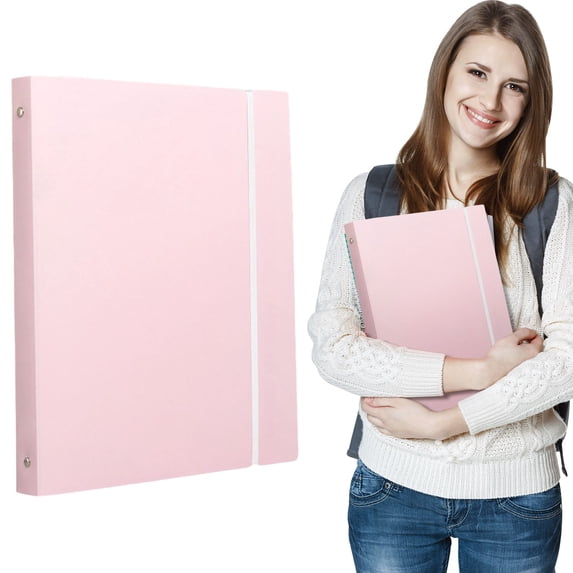 Large Capacity A4 Loose Leaf Binder, 3 Ring PP Plastic File Organizer with Metal Rings for Notes, Office Documents, Planner & Project Storage, Pink, 1 Count