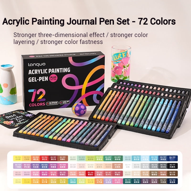 Large Capacity Acrylic Painting Art Gel Pen Plus Version 90 Colors Set for Sketching Drawing Art Supplies Stationery Gift