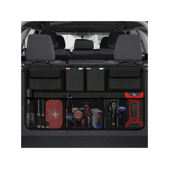 Large Capacity Adjustable Car Trunk Storage Bag with Oxford Material, Multi-Purpose Rear Seat Back Organizer for Various Vehicles