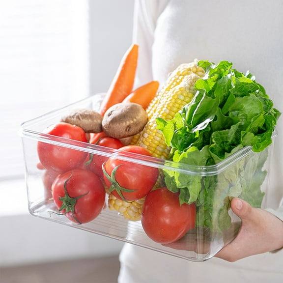 Large Capacity Airtight Food Storage Container Set | 3-Piece Plastic Kitchen Organization Boxes for Refrigerator & Pantry | Keep Produce Fresh & Crisp