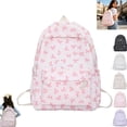 thumbnail image 1 of Large Capacity All Over Bow Print Nylon Backpack, Lightweight Cute Laptop Daypack Multi Pocket Fashion Travel School Backpack for Women Girls, 1 of 5