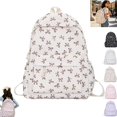 thumbnail image 1 of Large Capacity All Over Bow Print Nylon Backpack, Lightweight Cute Laptop Daypack Multi Pocket Fashion Travel School Backpack for Women Girls, 1 of 7