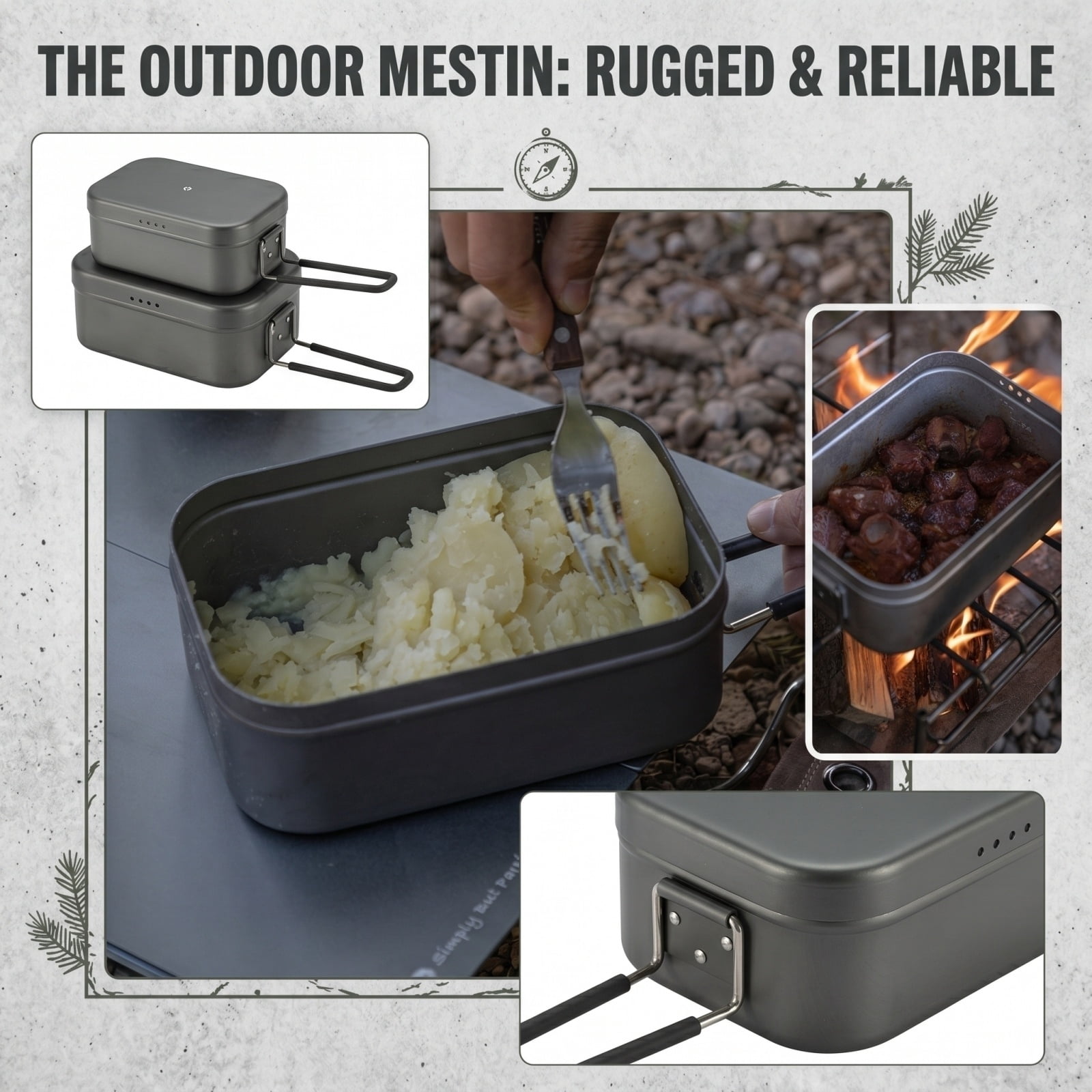 Large Capacity Aluminum Lunch Box Portable Vintage Camping Picnic Food Container Retro Bento Box for Outdoor Hiking Meal Prep Easter Gifts for Men and Women Gear Box