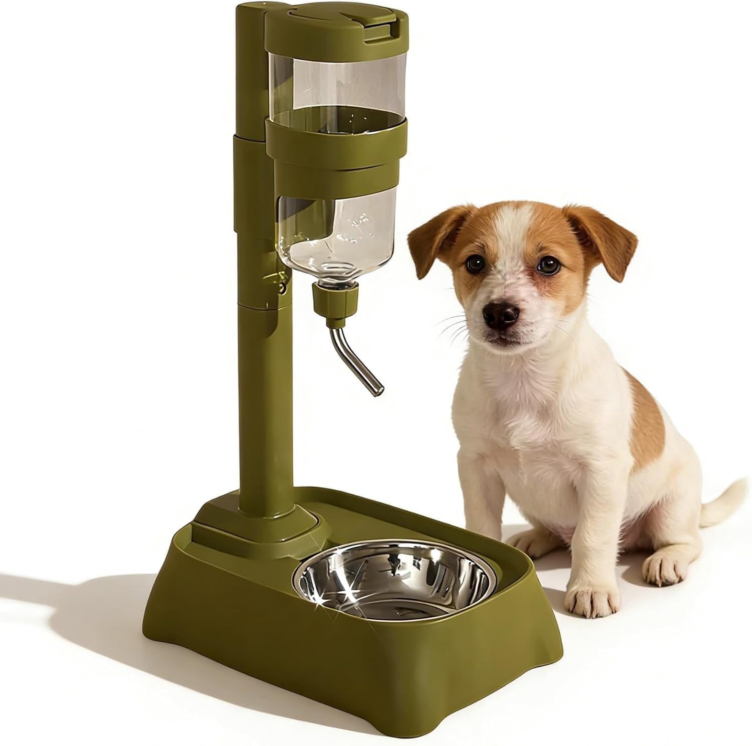 Large Capacity Automatic Pet Feeder & Water Dispenser, Height Adjustable Stainless Steel Elevated Dog Bowl for Medium & Small Dogs, Cats, and Small Pets, Easy to Clean