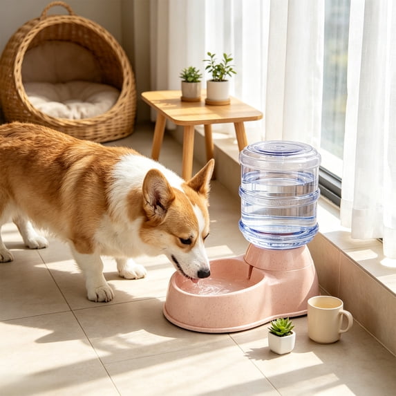 Large Capacity Automatic Pet Water Dispenser Gravity Continuous Refill Drinking Bowl Waterer for Cats Dogs Puppies Kittens Home Indoor