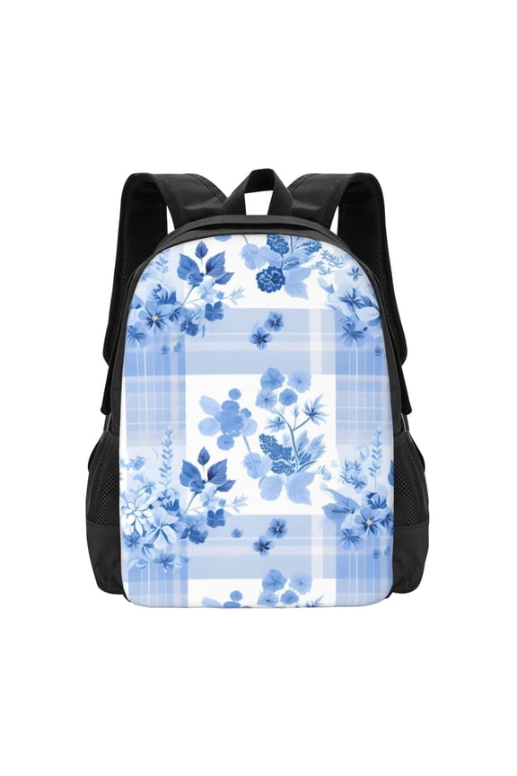 Large Capacity Backpack 16.512.55.5in Widened Shoulder Strap Design Main Bag Large Top Handle Belt Adjustable Shoulder Strap Blueviolet Moroccan Buffalo Plaid Tartan Check Hand-Drawn Sketch_4