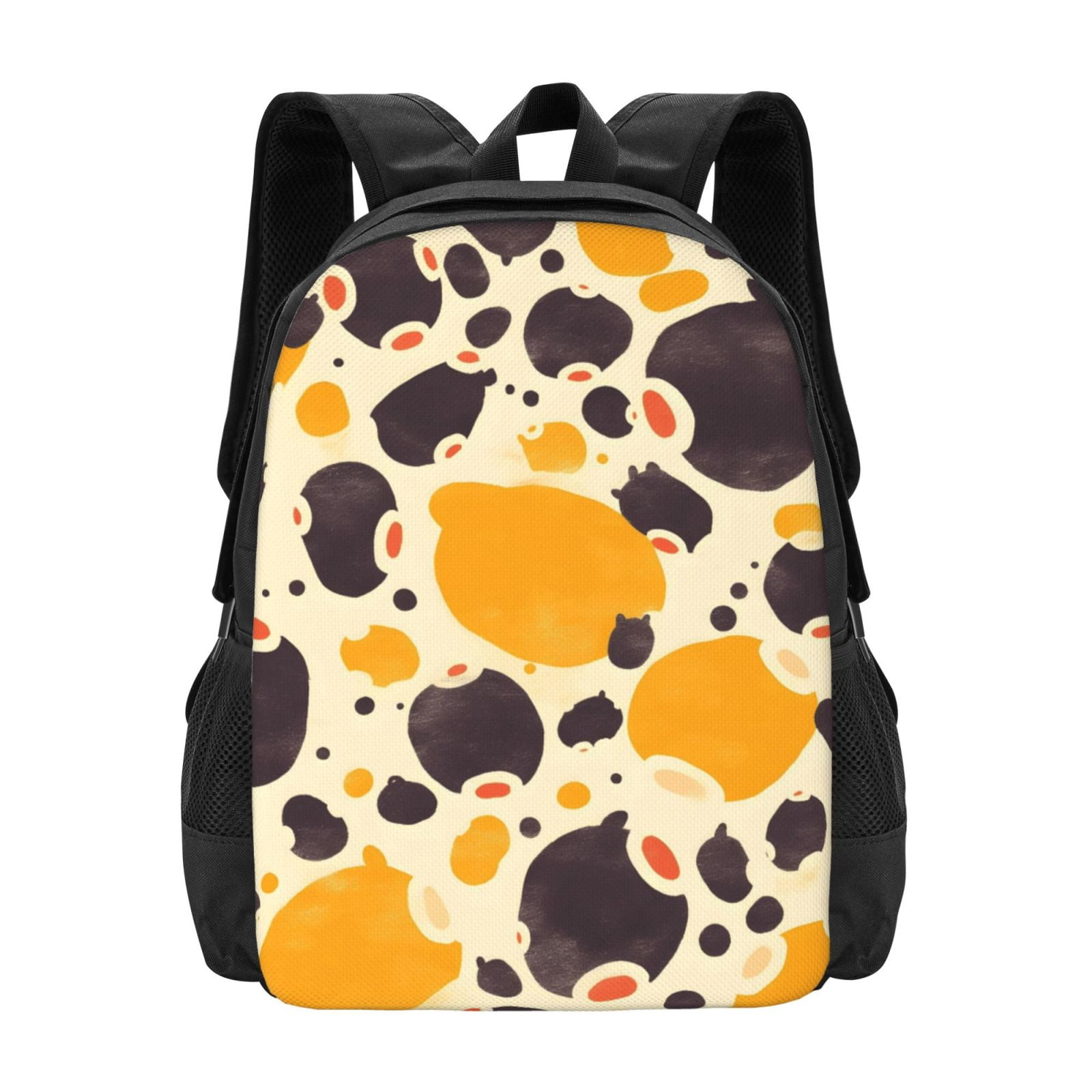 Large Capacity Backpack 16.5×12.5×5.5in Widened Shoulder Strap Design Main Bag Large Top Handle Belt Adjustable Shoulder Strap Milk Cow Print Style Sienna_3
