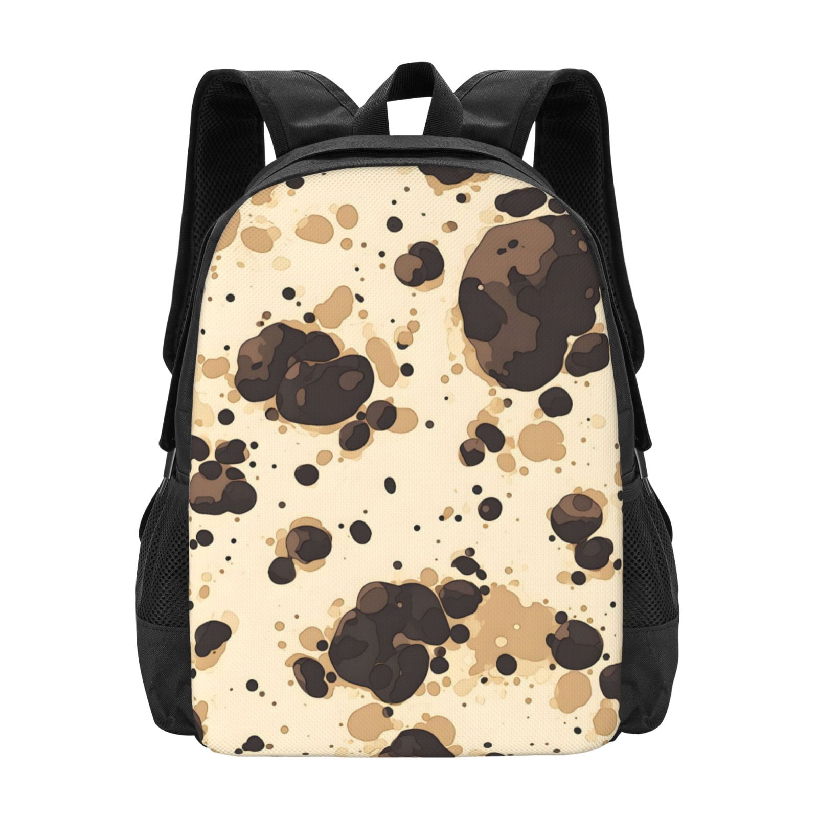 Large Capacity Backpack 16.5×12.5×5.5in Widened Shoulder Strap Design Main Bag Large Top Handle Belt Adjustable Shoulder Strap Milk Cow Print Style Sienna_1