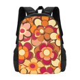 thumbnail image 1 of Large Capacity Backpack 16.5×12.5×5.5in Widened Shoulder Strap Design Main Bag Large Top Handle Belt Adjustable Shoulder Strap Retro Groovy Flowers Pattern (13), 1 of 8