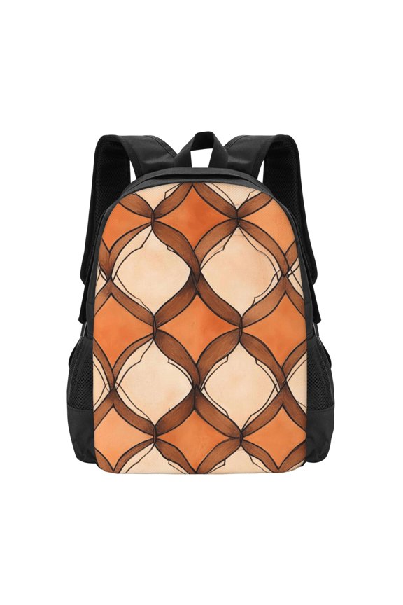 Large Capacity Backpack 16.512.55.5in Widened Shoulder Strap Design Main Bag Large Top Handle Belt Adjustable Shoulder Strap Sandybrown Moroccan Trellis Hand-Drawn Sketch_1