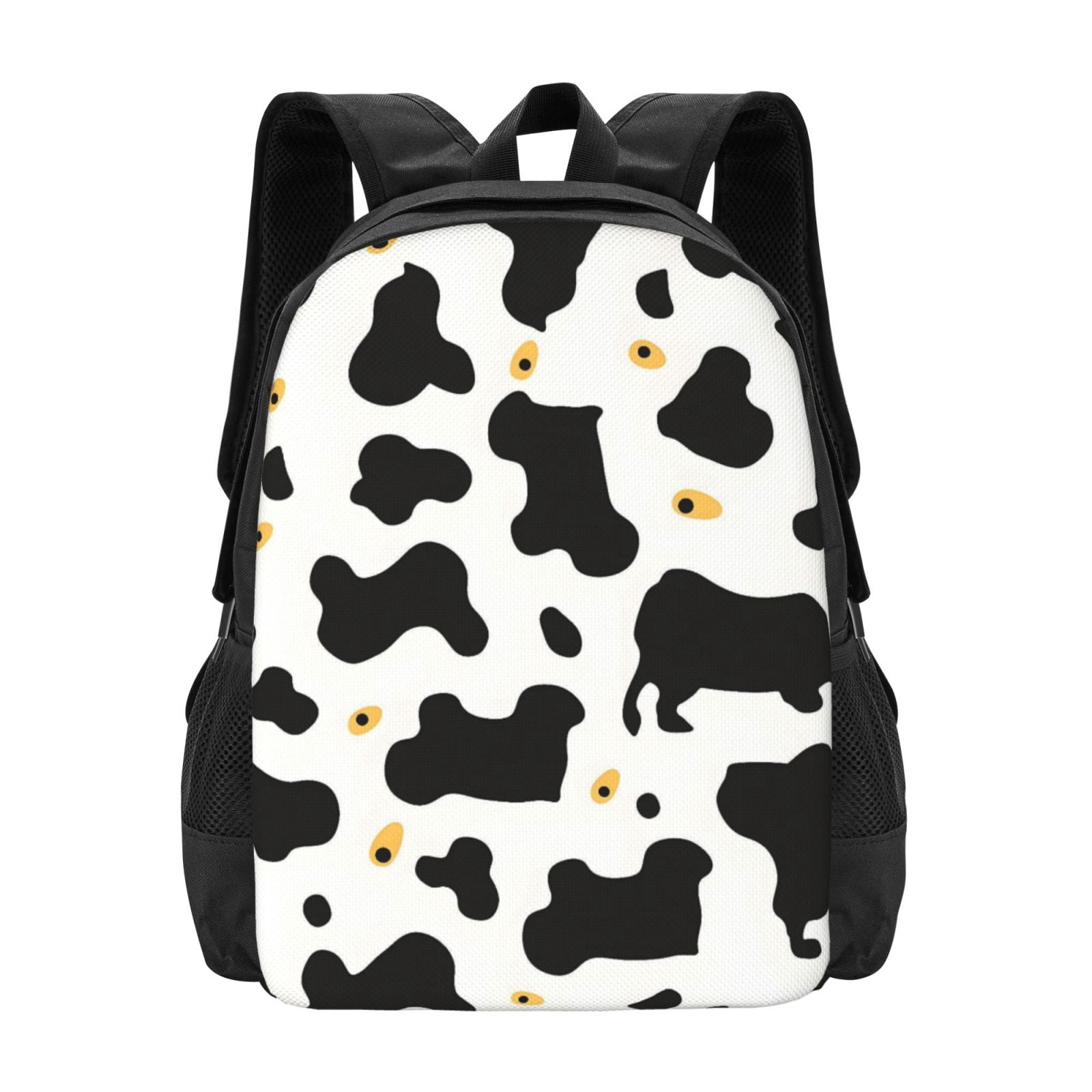 Large Capacity Backpack 16.5×12.5×5.5in Widened Shoulder Strap Design Main Bag Large Top Handle Belt Adjustable Shoulder Strap Simple Cow Print Pattern1_4