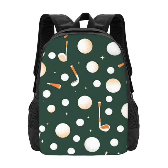 Large Capacity Backpack 16.5×12.5×5.5in Widened Shoulder Strap Design Main Bag Large Top Handle Belt Adjustable Shoulder Strap Smoothly Seamless Golf Pattern