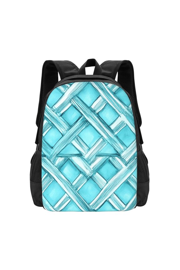Large Capacity Backpack 16.512.55.5in Widened Shoulder Strap Design Main Bag Large Top Handle Belt Adjustable Shoulder Strap Turquoise Moroccan Trellis Hand-Drawn Sketch_1