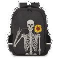 thumbnail image 1 of Large Capacity Backpack, 21L Multipurpose Backpack with Reflective Strips, Laptop Compartment for School, Travel, and Outdoor Activities （Skeleton Character Print ）, 1 of 8