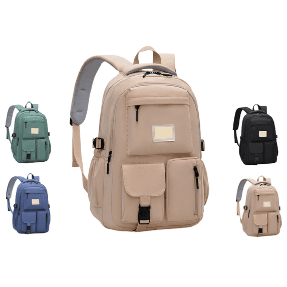 Large Capacity Backpack with Multiple Compartments,Lightweight School Bag Bookbag,Daypack for Teen Girls Primary Elementary Middle School College(Beige)