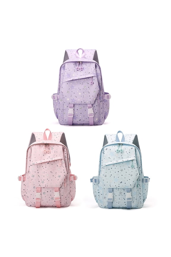 Large Capacity Backpack Pink Waterproof Nylon Student Bag Lightweight Spine Protection Laptop Compartment Durable Bookbag