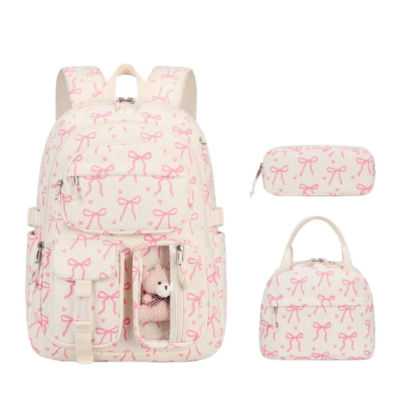 Large Capacity Backpack Student School Backpack Teen Lovely Bows Backpack,G