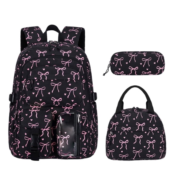 Large Capacity Backpack Student School Backpack Teen Lovely Bows Backpack,H