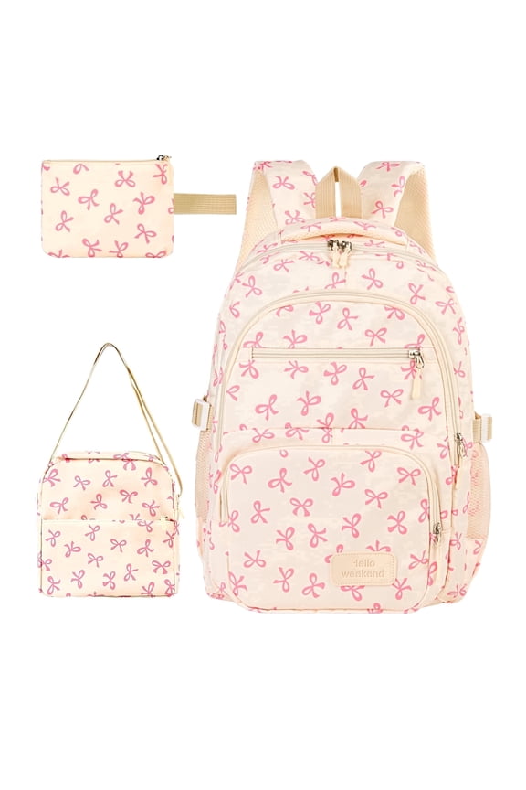 Large Capacity Backpack Student School Backpack Teen Lovely Bows Backpack