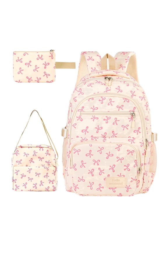 Large Capacity Backpack Student School Backpack Teen Lovely Bows Backpack