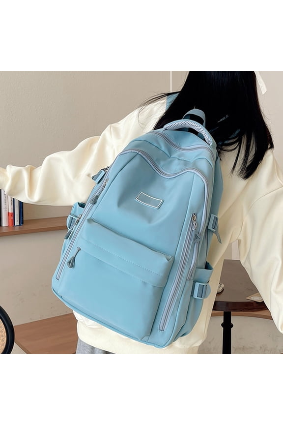 Large Capacity Backpack,Waterproof Lightweight School Bags Travel Daypack Simple Cute Backpack Rucksack Multi-Pocket Backpack with Padded Straps for Women Men(Blue)