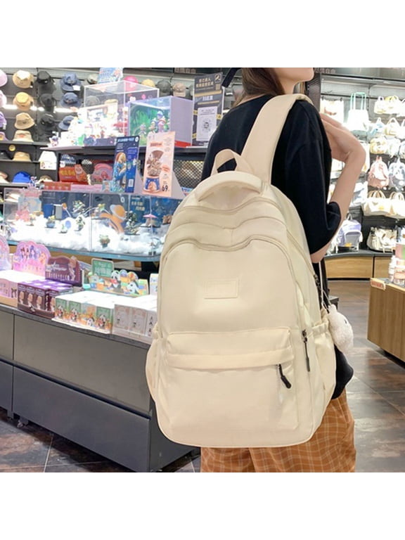 Large Capacity Backpack for Middle School and College Students, Simple Campus Style Bookbag with Multiple Pockets