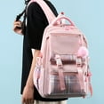 thumbnail image 1 of Large Capacity Backpack for Women 2026 Aesthetic Cute Outdoor Fashion Plaid Laptop Computer Daypack Work Travel Pink 11.8 In, 1 of 5
